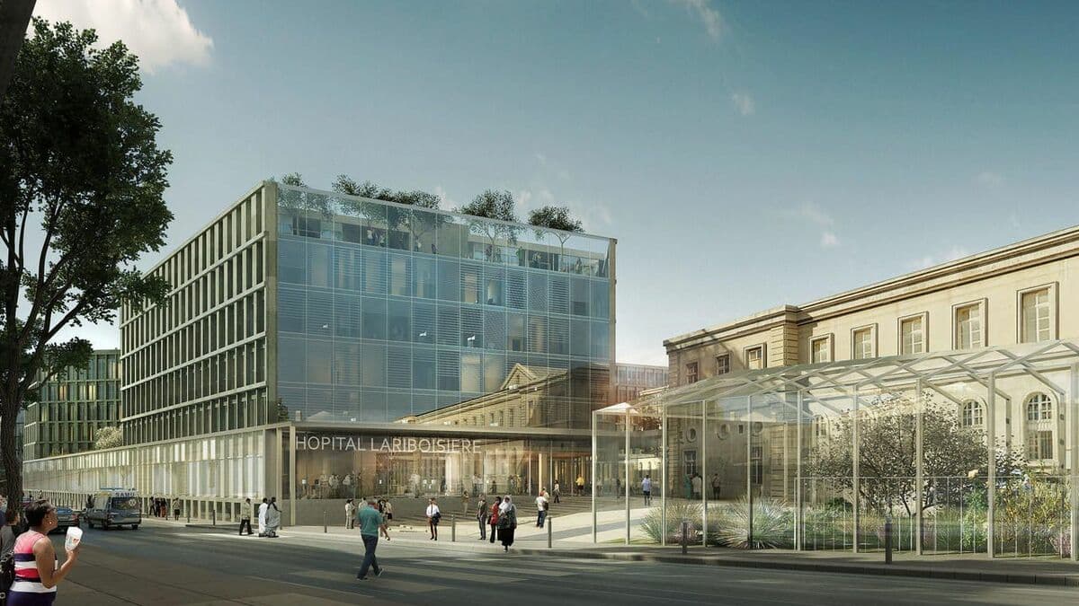 Glass façade of Lariboisière Hospital